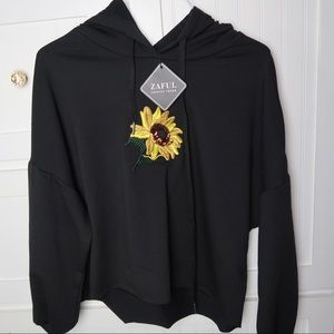 Zaful Embroidered Sunflower Hoodie